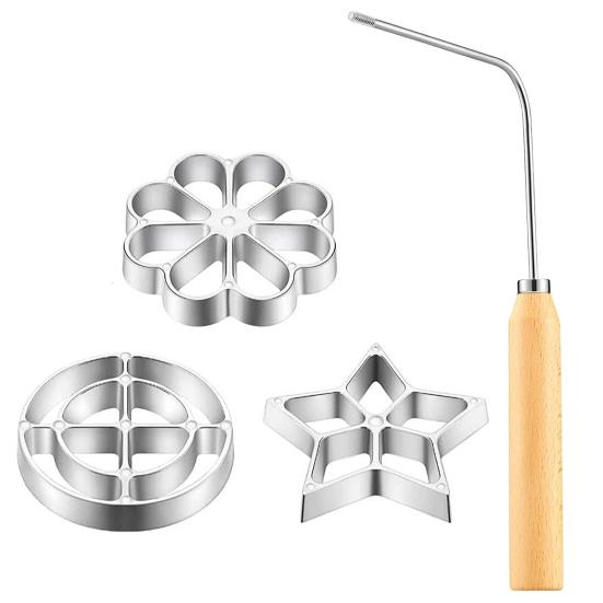 

Frying Mold Set with Long Handle Non-Stick Shredded Carrot Shrimp Patty Spoon Waffle Cooking Stamp Cookie Press Mold Stainless Steel Kitchen Baking E