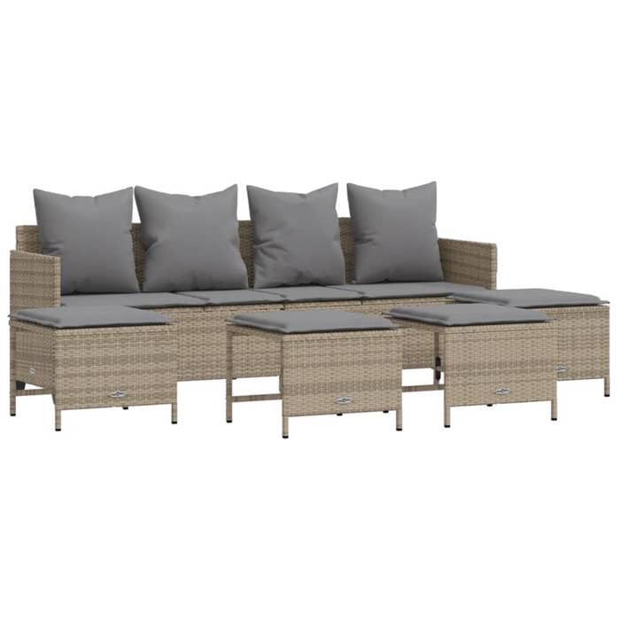 VidaXL Salon de jardin avec coussins 5 pcs beige résine tressée, ensemble de canapés d'extérieur, salon de jardin, ensemble 3261560