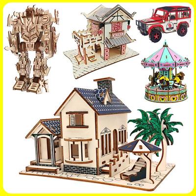 3D Holzpuzzle Architekturmodell Schulbasteln Festivalaktivität Spielzeug