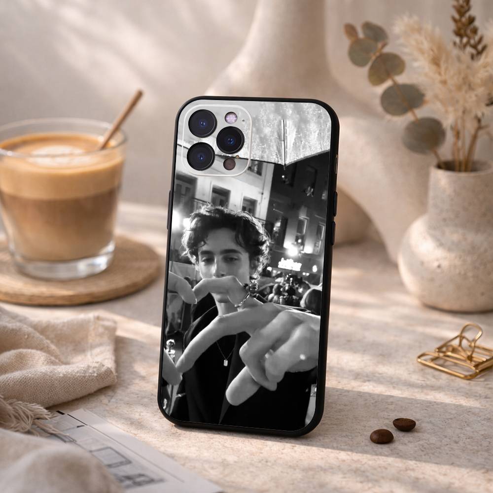 Actor T-Timothee Chalamet Phone Case For iPhone17,16,15,14,13,12Plus,Pro Max,XS,5G Soft Silicone Black Cover iPhone15