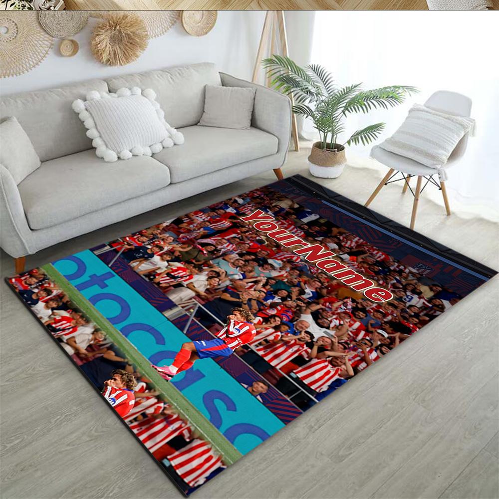 Atletico Madrid Customize Your Name Area Rug Perfect for Outdoor Study room Bedrooms Entryway Anti-slip Rug Anime Office Decor Best for Christmas