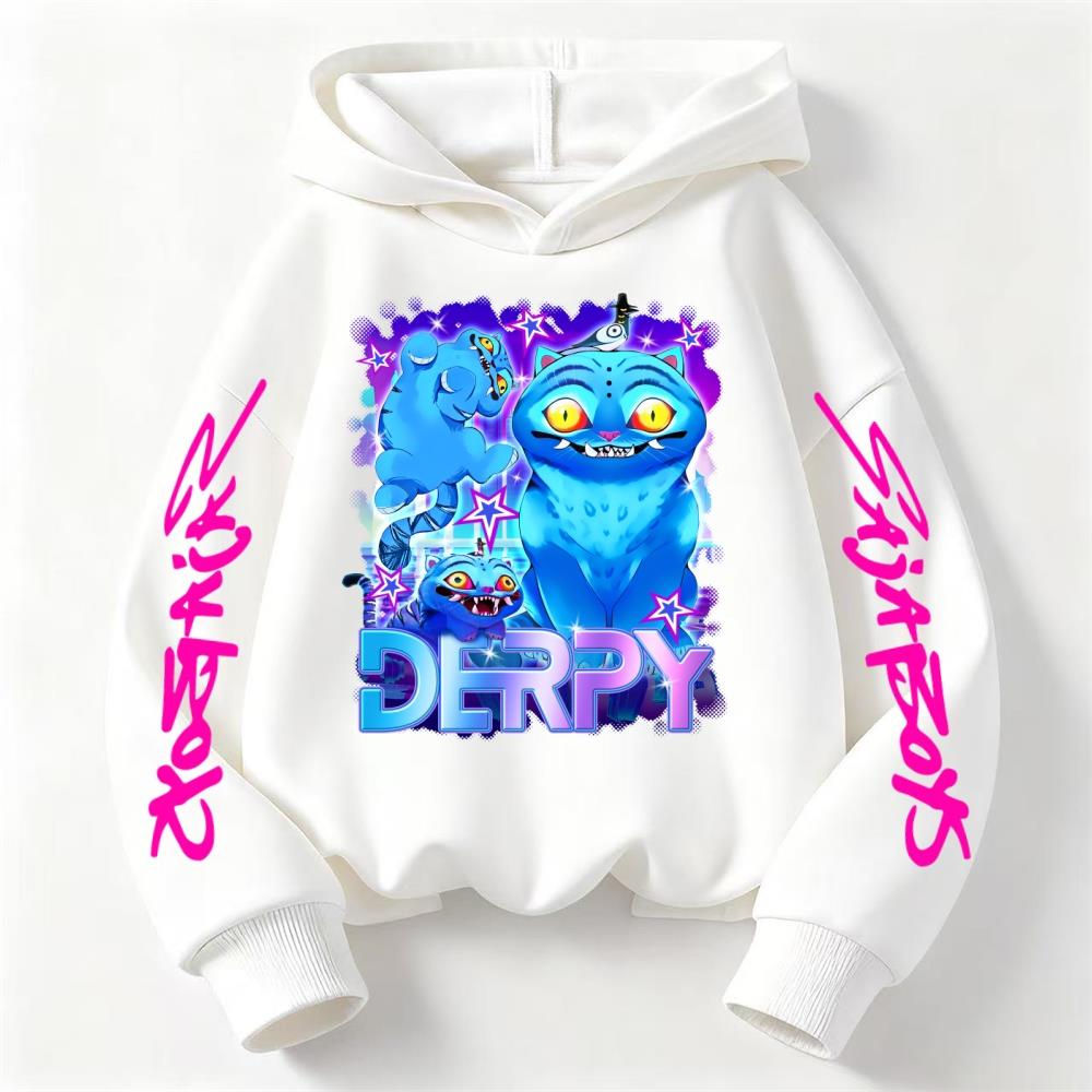 Children's boy and girl anime costume Kpop demon hunter Derpy tiger casual fashion autumn and winter sports hooded pullover