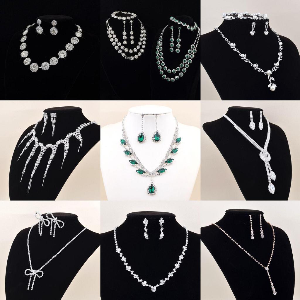 Elegant European & American Alloy Necklace Set - Versatile Bridal & Evening Jewelry