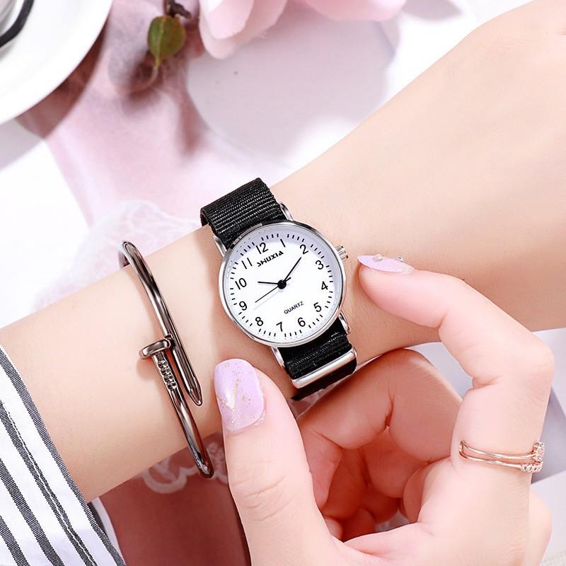 Wind Female Student Lady Watch Female Simple Temperament Girl Watch Small Fresh Girlfriend Woven Canvas