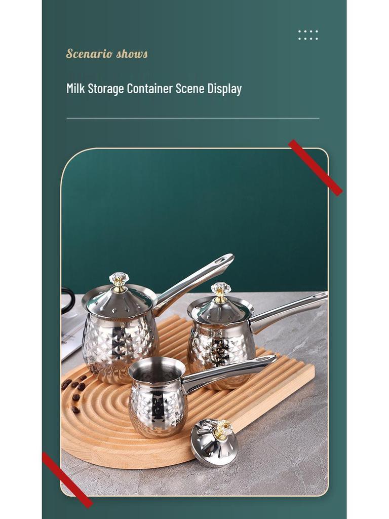 Korean Style Stainless Steel Pour-Over Coffee Pot with Long Golden Handle - Tea Kettle & Milk Warmer