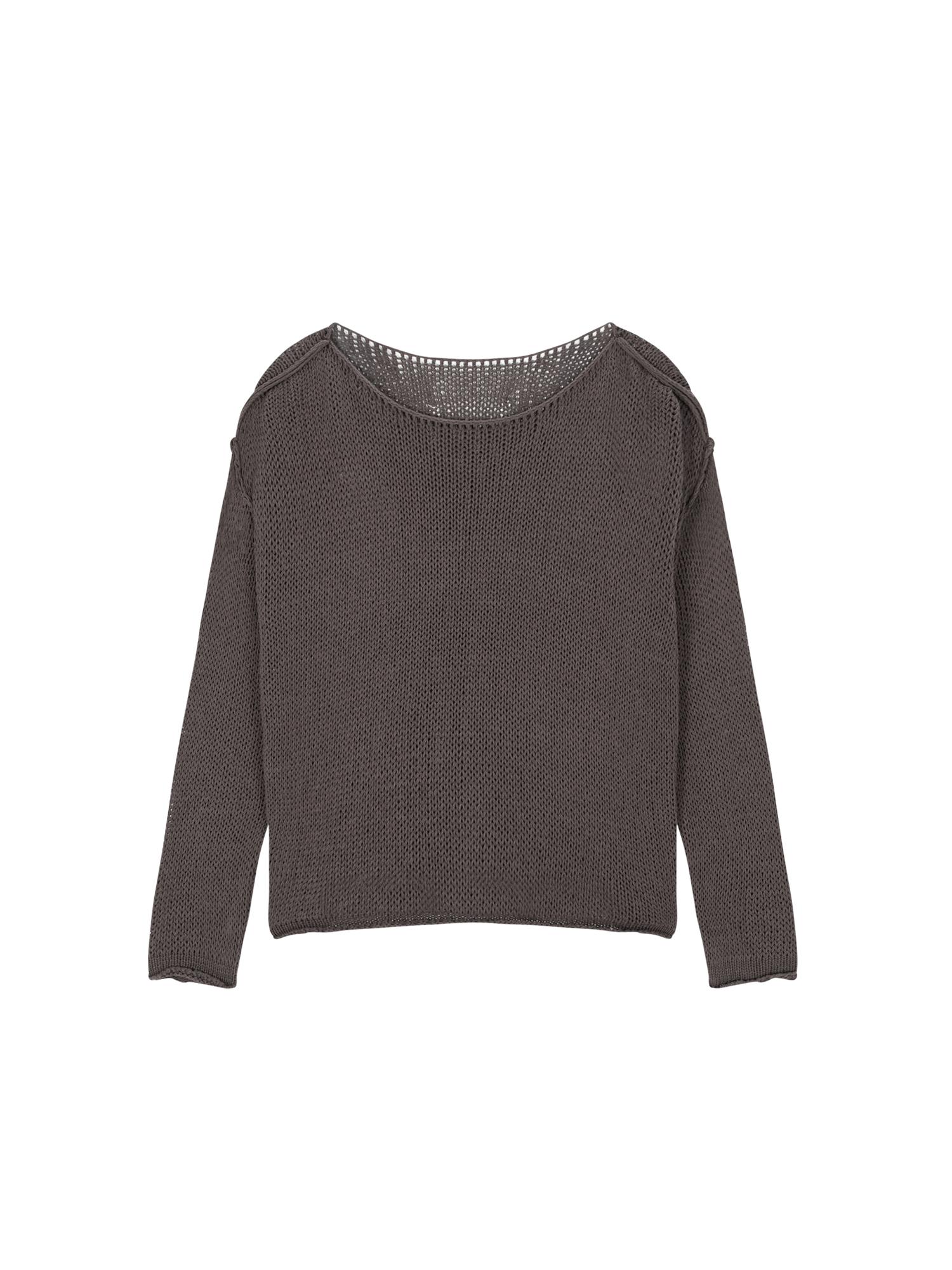 Salad Basket Boat Neck Mesh Knit - Brown