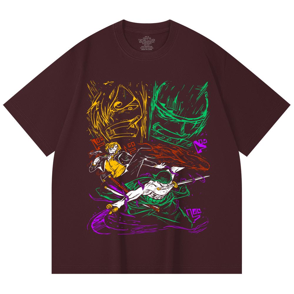 

230 Gsm 100% Cotton One Piece V12 Sanji Zoro Print Unisex Heavy Cotton T Shirt 2XL