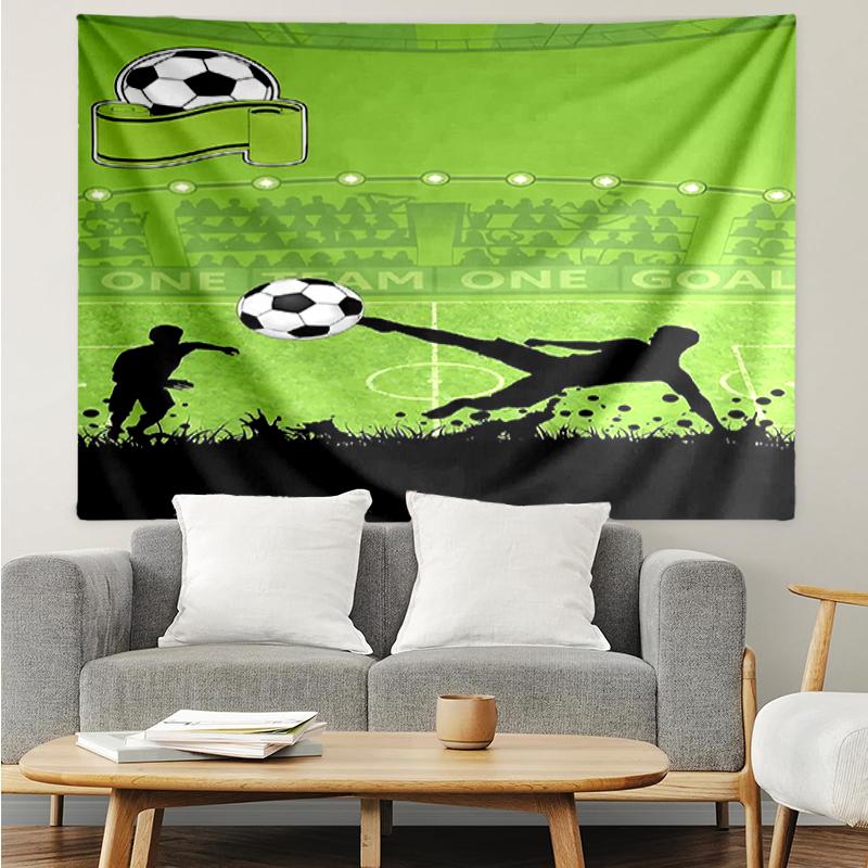 Soccer Print Tapestry, Backdrop, Easy Setup, Ideal for Bedroom, Office & Living Room, with Aesthetic Wall Hanging Decor.