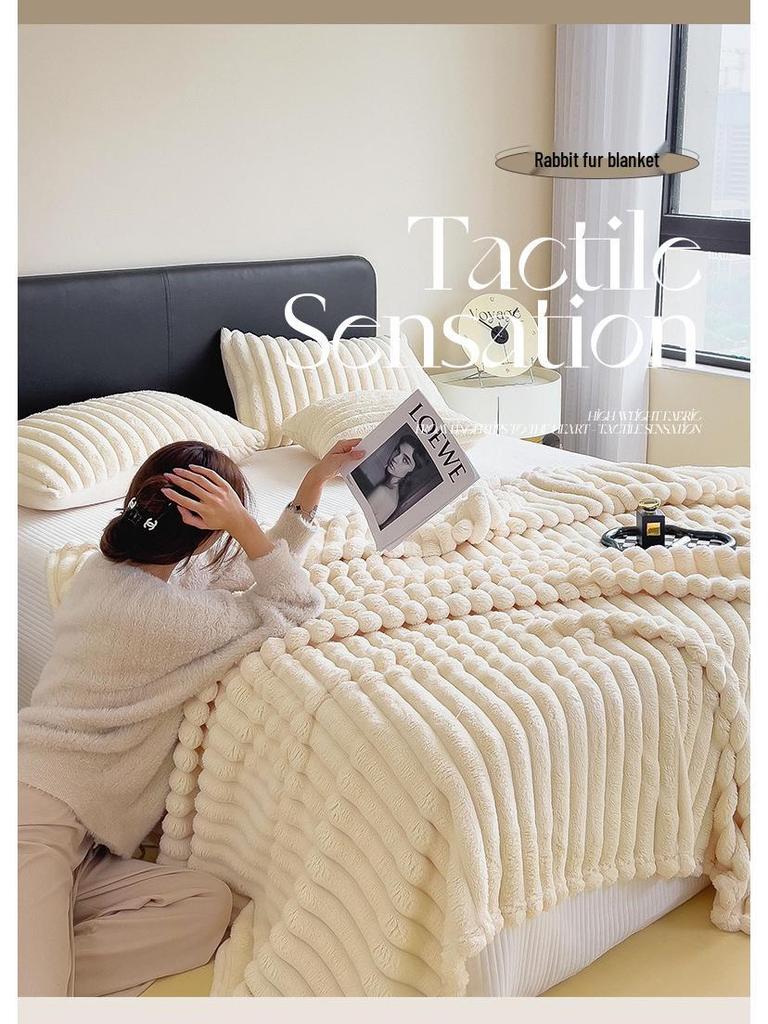 Solid Color Milk Velvet Blanket: Thickened Fleece for Warmth, Perfect for Summer Bedding or Sofa Naps