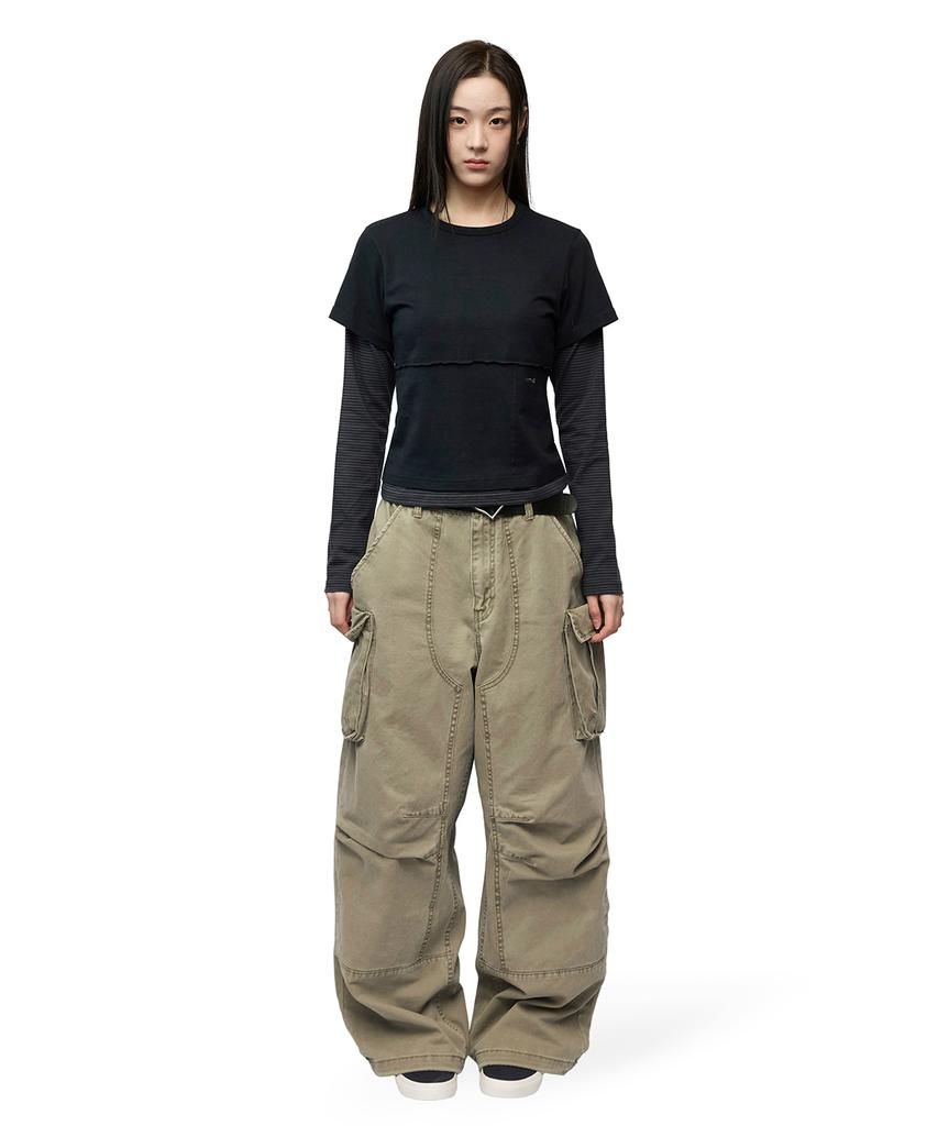 Mimdeowodeulobeu Double Knee Parachute Cargo Pants_Khaki