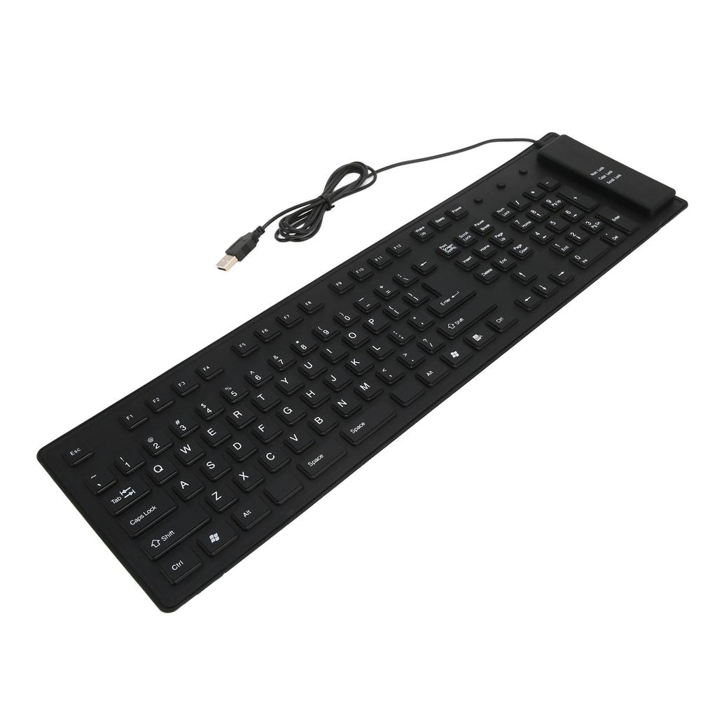 109 Keys Foldable Silicone Keyboard Quiet Waterproof Dustproof USB Wired Flexible Keyboard for Desktop Laptop Home