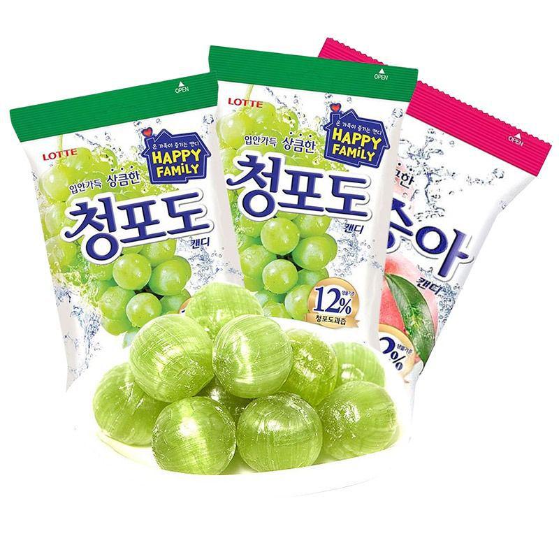Lotte Green Grape & Peach Hard Candy Snacks - Imported Korean Treats