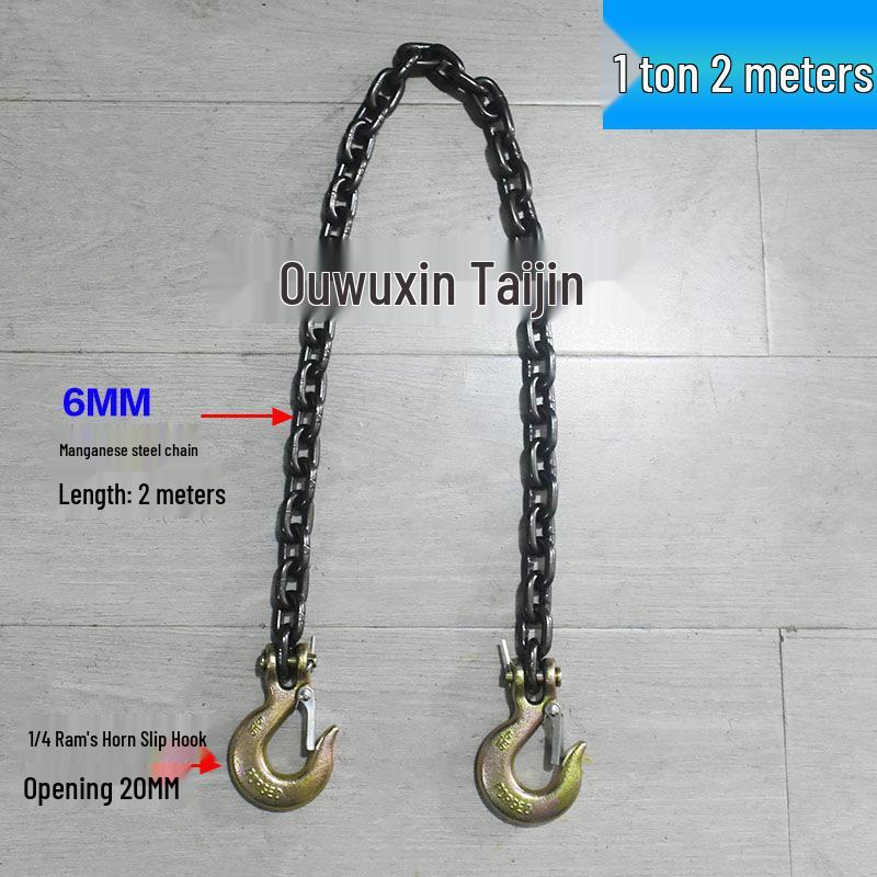 Dual Head Slip Hook Lifting & Unloading Chain for Trailers, Rebar, Crane & Forklift.