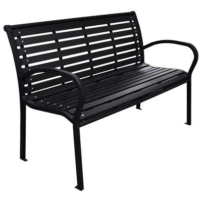 Vidaxl Garden Bench, Black, 116 Cm, Steel And Wpc