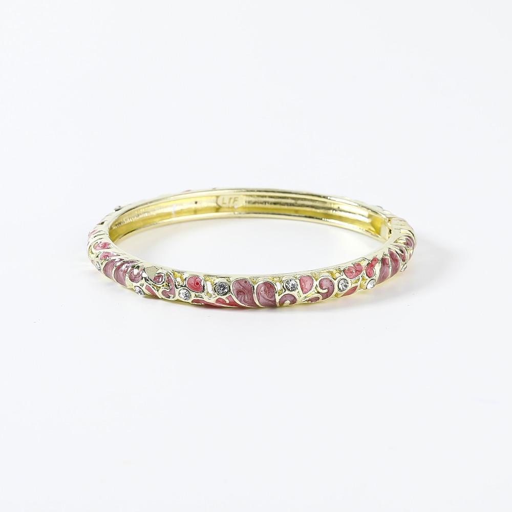 Enamel Vintage Cloisonne Bangle Traditional Women's Hand Bracelet Dainty Flower Bangle Ladies