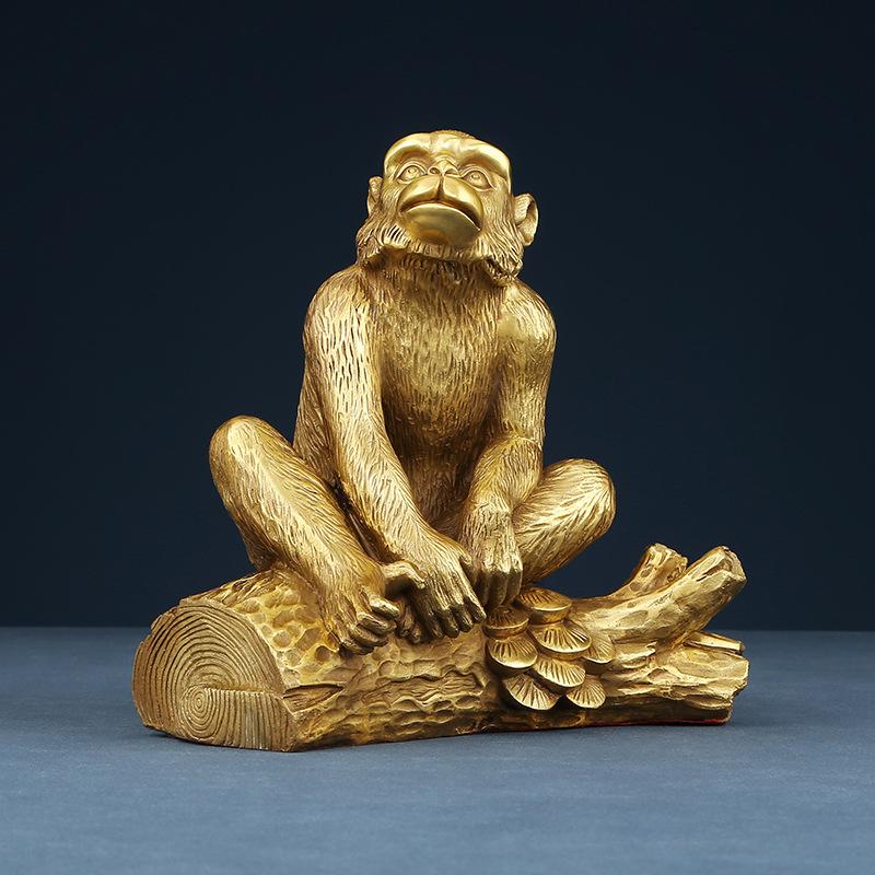 Brass Monkey Ornament Craft Business Office Living Room Home Decoration Display Opening Gift