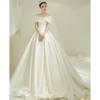 Elegant Off-the-Shoulder Satin Wedding Dress - French Court Style 2026