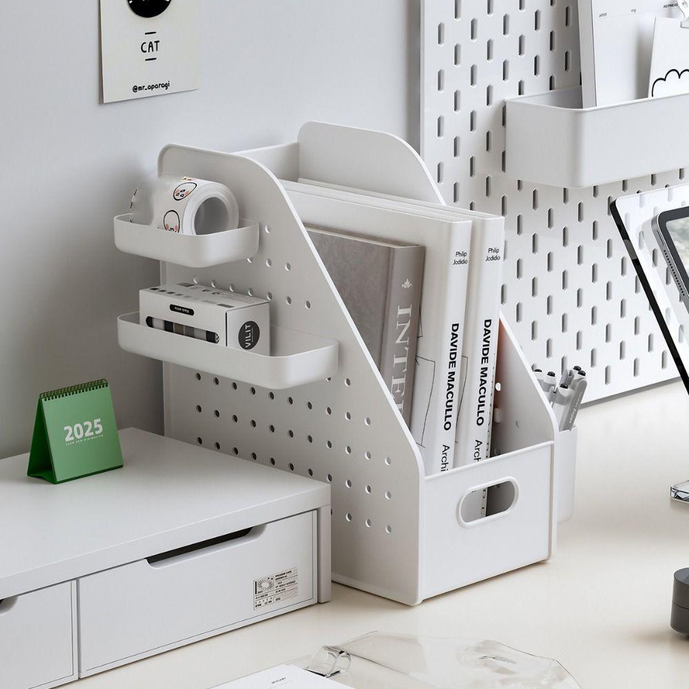 Pegboard Design Desktop File Storage Rack with Pegboard Organizer DIY Perforated Board Storage Box Stable File Organizer Holder