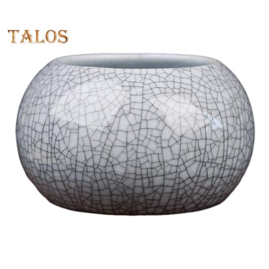 Ceramic Bowl Lotus Planter Round Mini Flowerpot Glazed Bonsai Bowl Lotus Pot for Planting Pennywort Small Hydroponic Plants