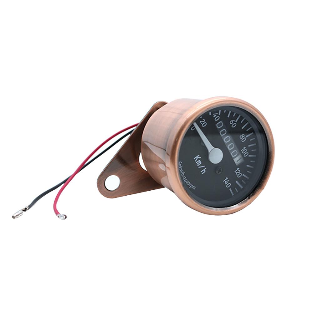 Retro Copper Motorcycle LED Speedometer Odometer Gauge Universal Moto truments 0~140km/h 12V