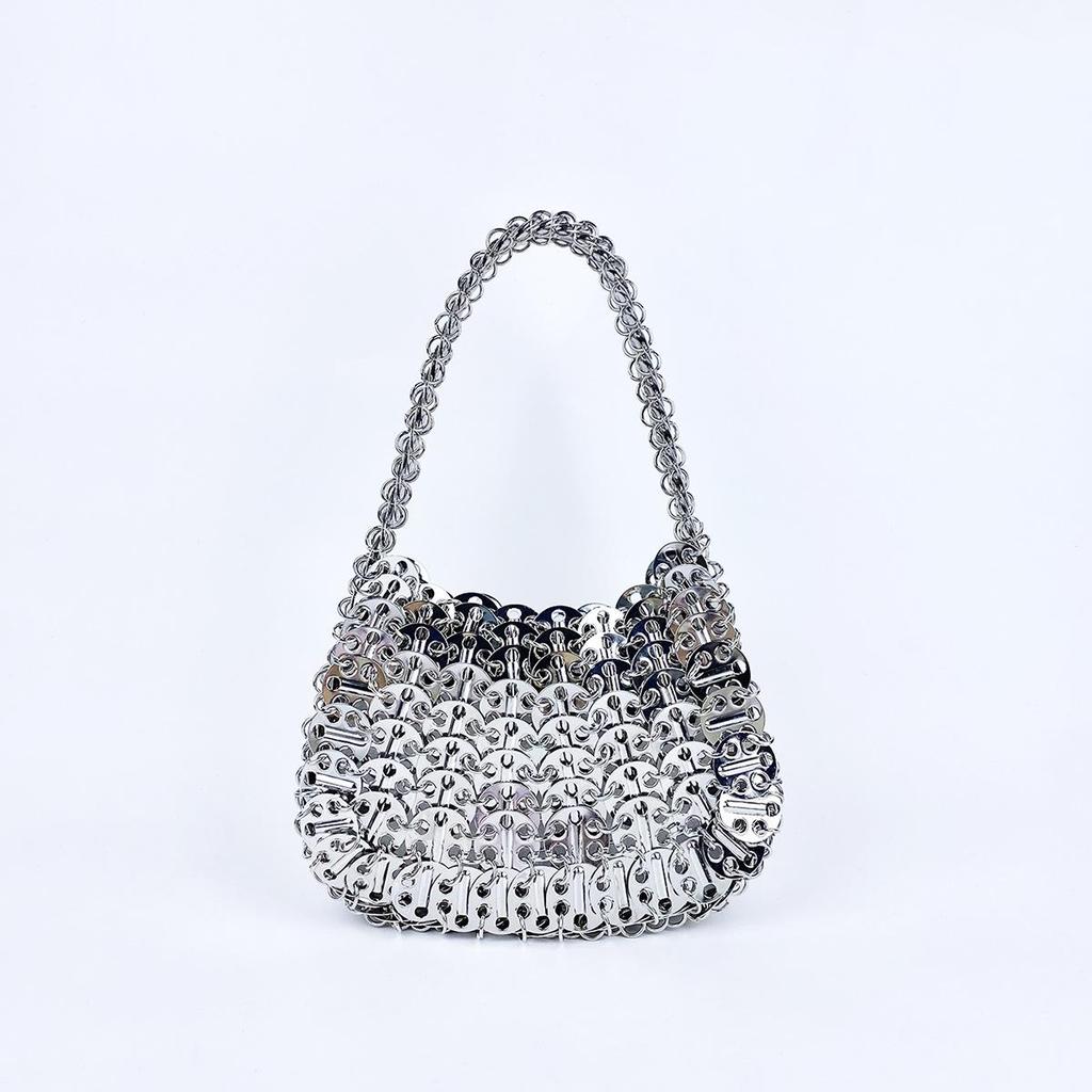Handmade Woven Metallic Tote with Sequin Accents
