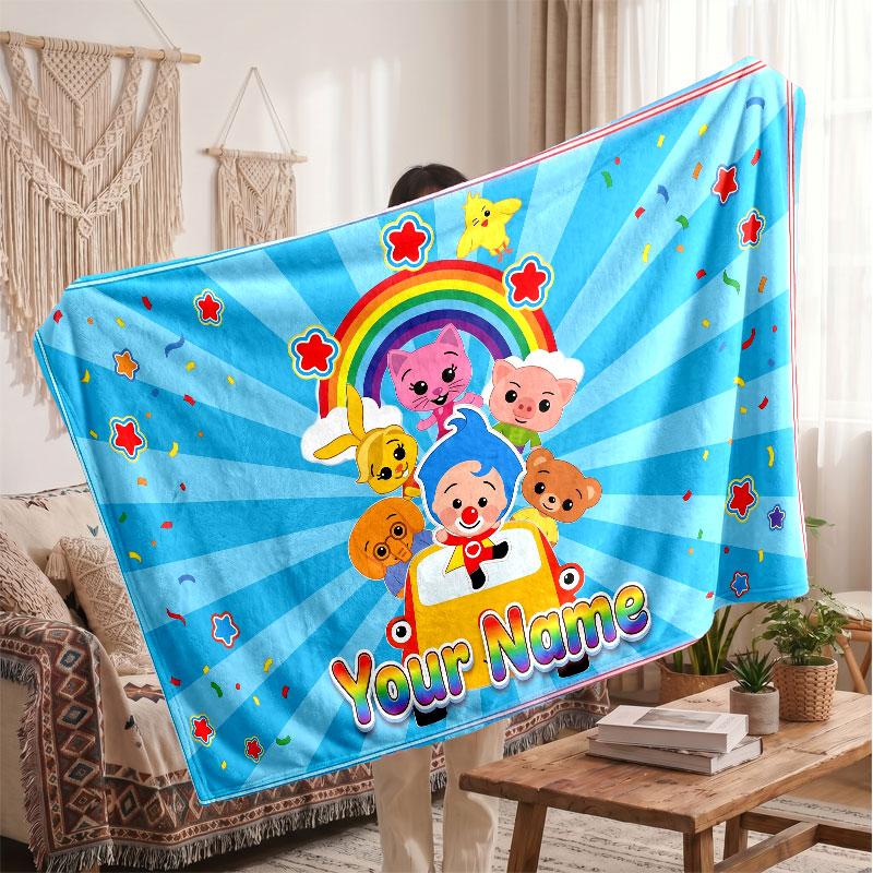 El Payaso Plim Plim Personalized Flannel Blanket, Custom Printed Text Name, Warm Soft Blanket For Couch Bed