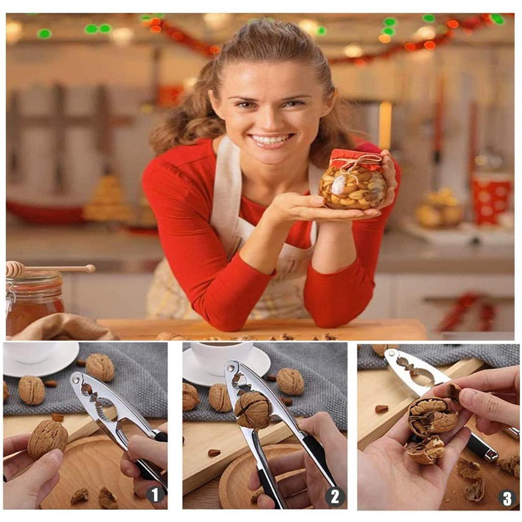 Nut Cracker Sheller Opener Nut Clip Quick Walnut Cracker Kitchen Tools Pine Pecan Hazelnut Plier Stainless Steel Nutcracker