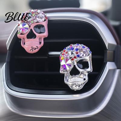 Personalized Air Outlet Decoration Bling Skull Car Vent Clips Rhinestone Diffuser Clip Shiny Sophisticated Decor Conditioner Decoration Funny Auto