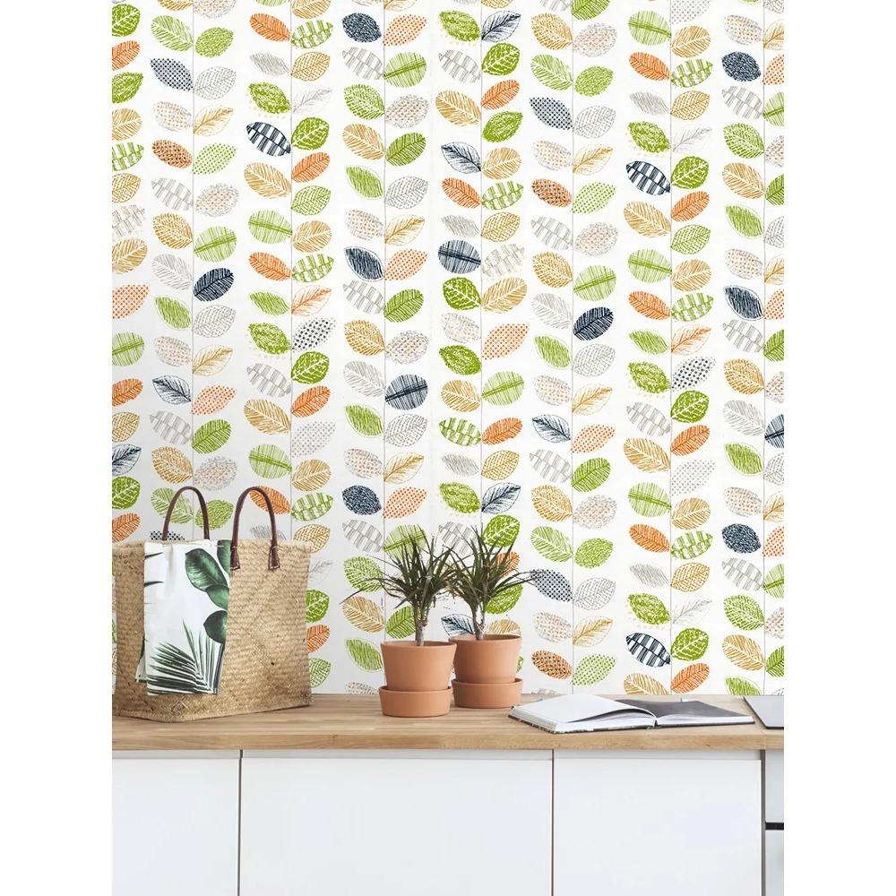 Multi-Color Vinyl Self-Adhesive Contact Paper Peel-and-Stick Leaves Wallpaper Removable for Bedroom Wall Decor