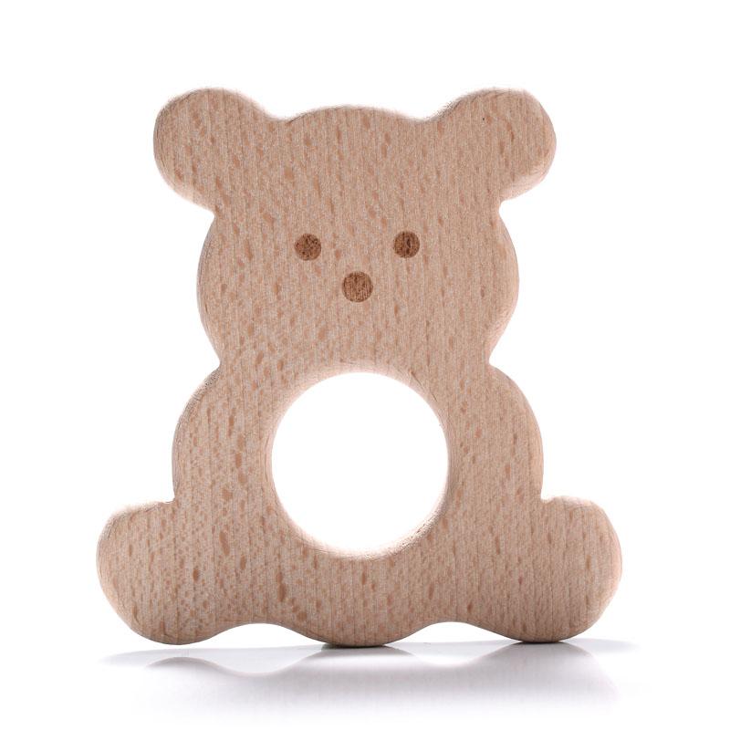 5Pcs/Lot Baby Pacifier Chain Chew Accessories Animal Shape Natural Beech Teething Wooden Teether Pendant Accessories