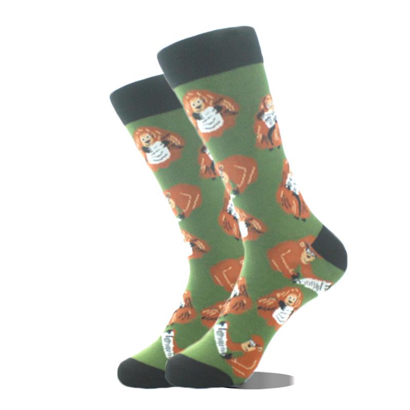 Cool Design Avocado Crew Socks Men Creative Eye Guitar Bus Pattern Sokken Duck Cat Fox Otter Animals Divertidos Chaussette Sox