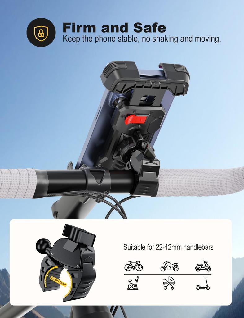 2023 Improved Grefay Bicycle Smartphone Holder Easy Smartphone Holder for Road Bicycle Phone Bicycle Smartphone Cross Bike Phone Cycling Bike Phone