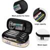 Pencil Bag Compact Shape 300D Polyester Secure Zipper with Mesh Divider Pen Holders and Spacious Main Compartment for Students