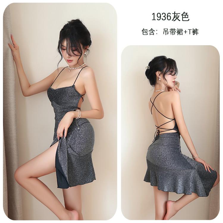 

Сексуальный и блестящий ночной клуб королевская сестра длинное платье горячая косплей униформа соблазн One Size (80-62.5 kg) серый