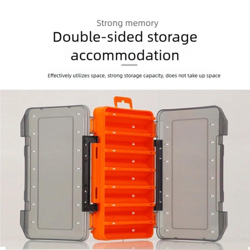 Klare doppelseitige Köderbox mit sicherem Verschluss, leichtes, wasserdichtes Design für Angelwerkzeuge und Kleinteile