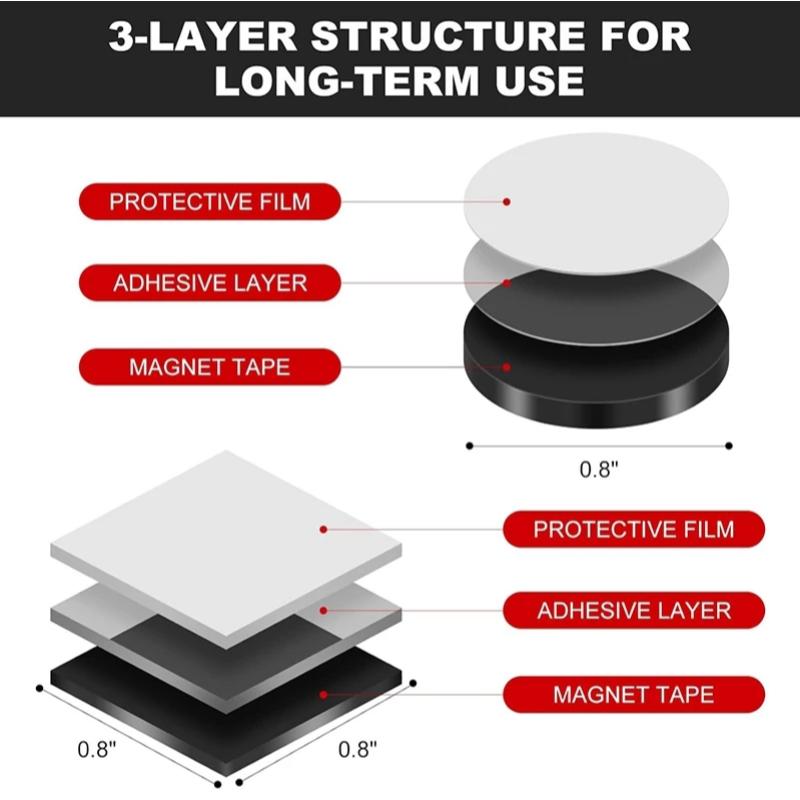 Self Adhesive Rubber Magnets 30/60 PCS Square Round Strong Magnetic for Business Card Making Exhibition Display Use