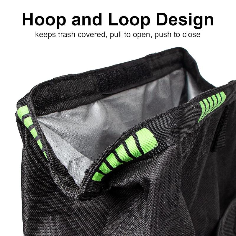Foldable Car Trash Can With Storage Pockets Waterproof Leakproof Hanging Garbage Bin For Auto Outdoor Camping Organizer