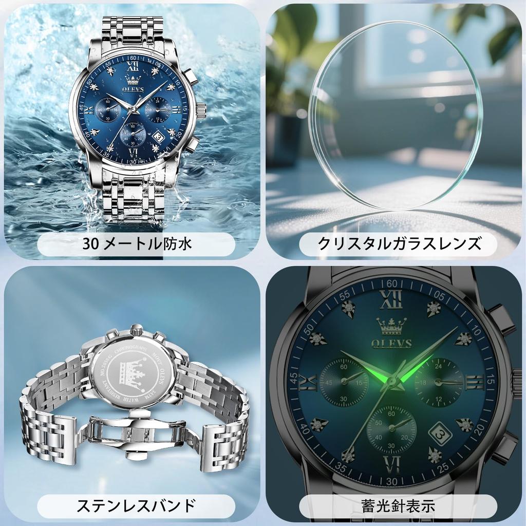 Men's Fashion Quartz Analog Wristwatch, Waterproof, Business Watch, Metal Band, Blue, Stylish Gift