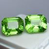 CERTIFIED 16.12 Ct Natural Peridot Emerald Cut Loose Gemstone PAIR For Jewelry