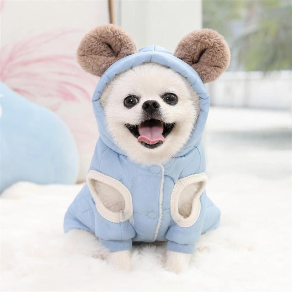 Plush Lining Dog Hiking Jacket Winter Dog Bodysuit Fashion Pet Clothes Cat