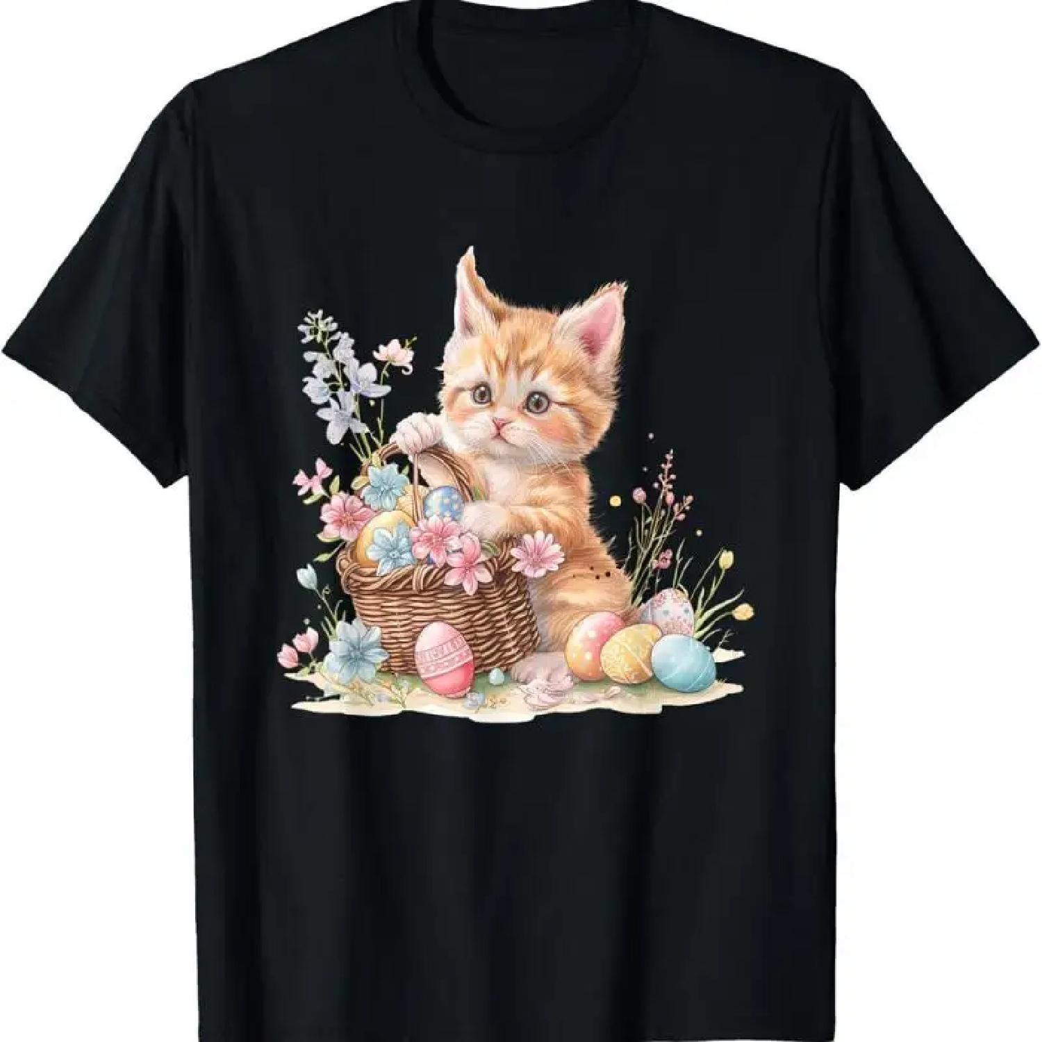 Kitten Easter Eggs Artwork T Shirt S