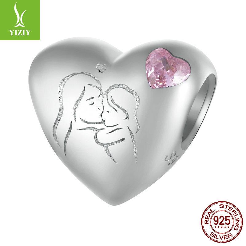 Mother'S Day Family Series S925 Silver Beaded Wind Diy Bracelet Accessories Loose Beads