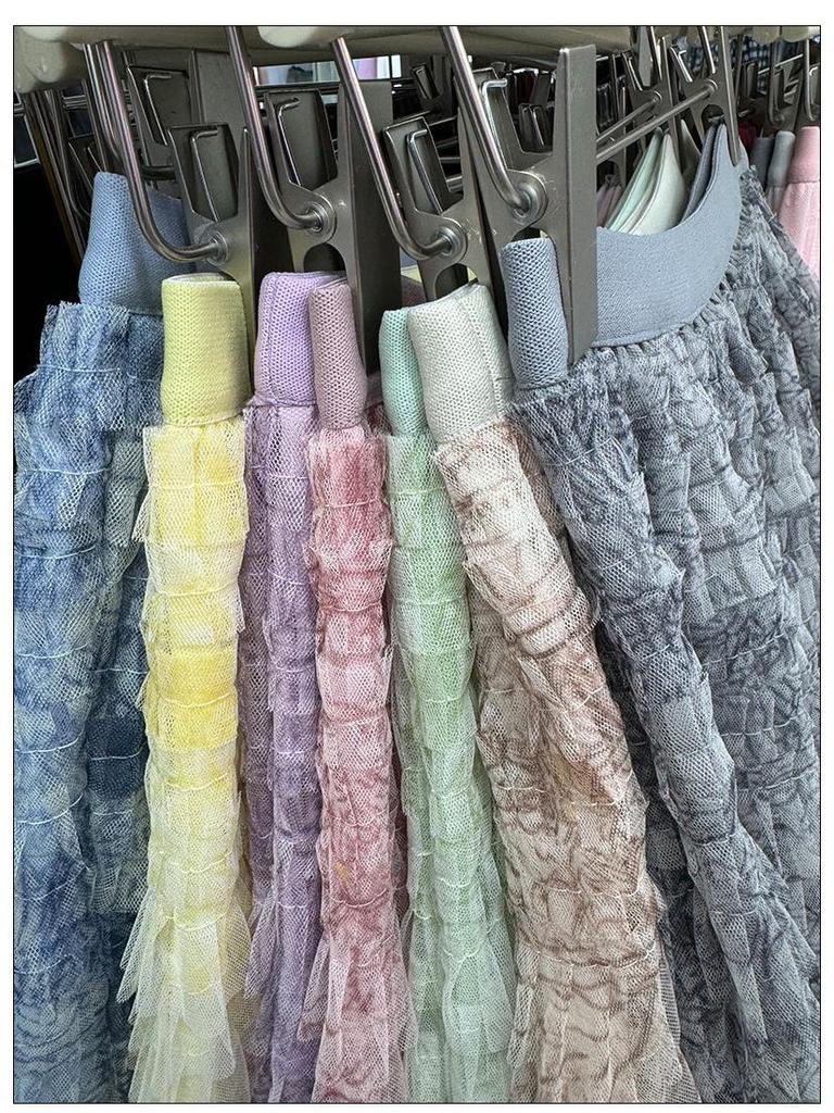 Verlaufender Retro Batik Mesh Tüll Midi Rock