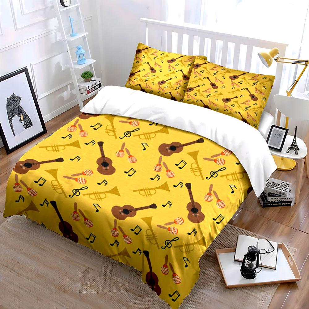 Guitars, Trumpets, Music Notes. Bedding Sets Duvet Cover Sets Duvet Covers Pillowcases(1 * Duvet Cover 2 * Pillowcases Without Duvet Insert)