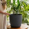 Drainage System Planters for Home Modern Plant Pot with Saucer, Gray Flower Decor Pots Entryway Holes, Stone-Look Planter Indoor Outdoor Plants Sturdy