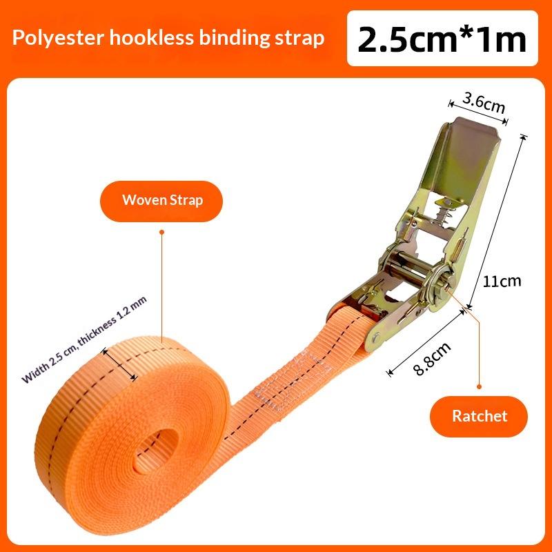 Strong Ratchet Tie Down Cargo Straps Heavy Duty Metal Buckle Adjustable for Securing Snowboard Ski Gear Road Trip Use