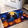 Niedliche Geisterkatze Mondmuster Halloween Fußmatte, Kreative Spuk-Stil Gedruckte Bodenmatte, Festlicher Eingangsbereich Teppich