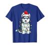 Siberian Husky Santa Christmas Tree Lights Xmas Gifts T Shirt 100 Cotton Short Sleeve ONeck Casual Tshirts New Size S3XL