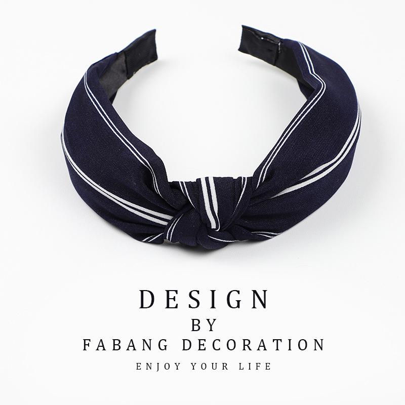 Korean Style Women's Striped Criss-Cross Bow Headband for Yoga & Face Washing