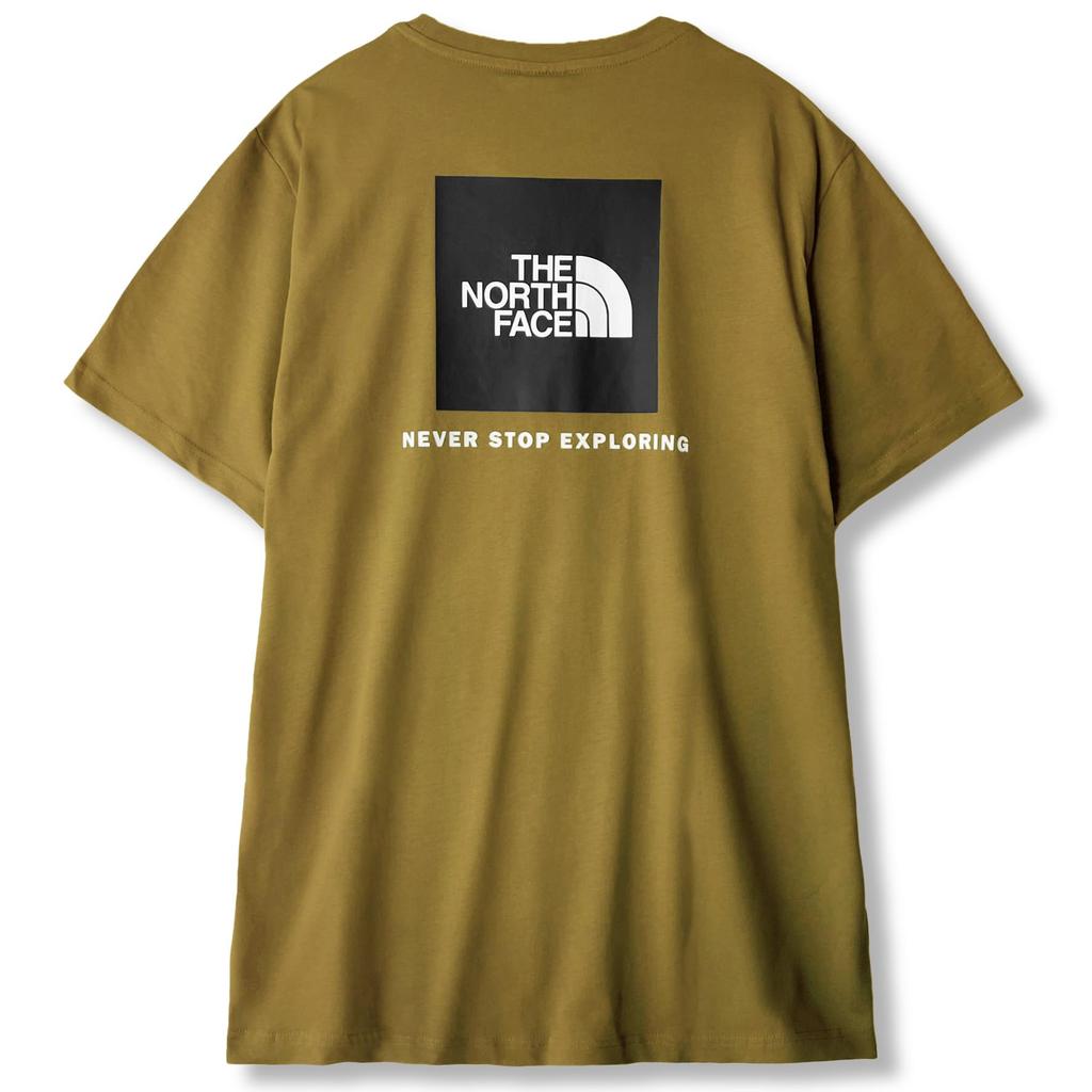North Short Sleeve with Back Print Box Logo RED BOX Khaki Moss Green Size XL [The Face] Men's T-Shirt TEE, [Used]